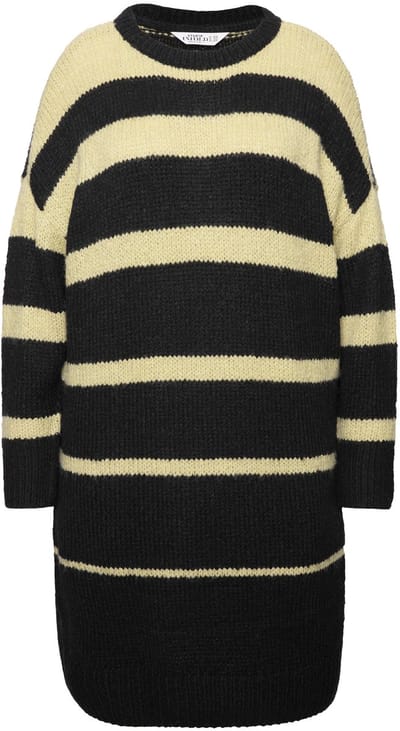 Studio Untold - Dames - Gebreide jurk oversized strepen - Lindegroen - Maat 42+