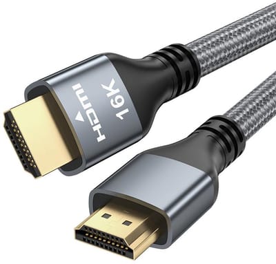 HDMI 2.2 Kabel 16K Ultra HD - 96Gbps - Dynamic HDR - 3D - Verguld - voor TV, Monitor en Gaming - 1 meter - grijs