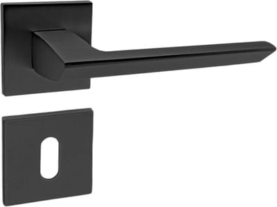 Domino® Deurkrukgarnituur ELENA QR SLIM BLACK - Zwart - BB- gladde sleutel met Vierkant Rozette - Deurbeslag van aluminium - Deurklink voor kamerdeur, kantoordeur, kelderdeur en binnendeur