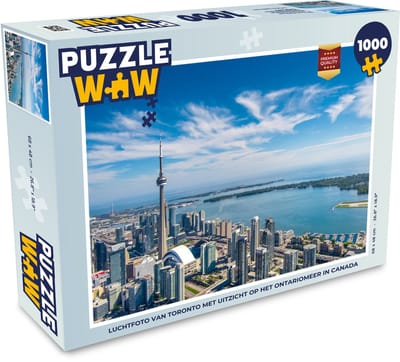 Puzzel Luchtfoto van Toronto met uitzicht op het Ontariomeer in Canada - Legpuzzel - Puzzel 1000 stukjes volwassenen