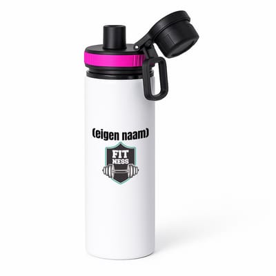 Hacebo® - fitness logo dumbbells met eigen naam waterfles met draaidop roze - Fitness - atleten/sport liefhebbers - sport - fitness - dumbbells - verjaardag - cadeau - kado - water fles - 850ML