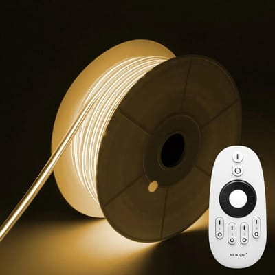 COB LED Strip - Warm Wit 2700k - 5 Meter in één rol(1x 5meter) - 800Lumen per meter - 220V - Waterdicht(IP65) - Complete Set - Met Mi-Light(MiBoxer) RF Afstandsbediening