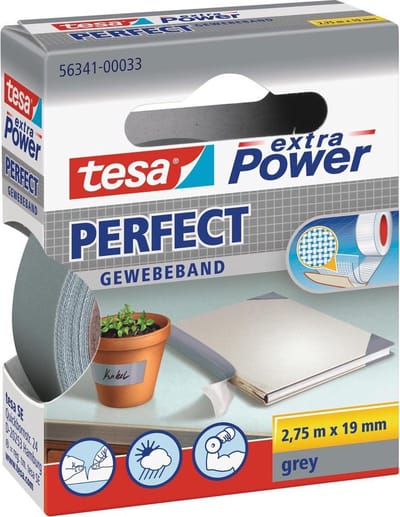 tesa PERFECT 56341-00033-03 Textieltape tesa extra Power Grijs (l x b) 2.75 m x 19 mm 1 stuk(s)