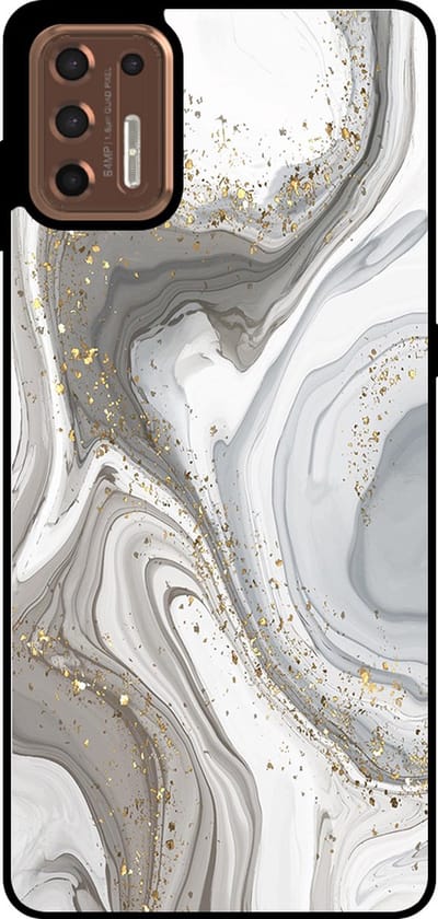 Smartphonica Telefoonhoesje Geschikt voor Motorola Moto G9 Plus met marmer opdruk - TPU backcover case marble design - Zilver geschikt voor Motorola Moto G9 Plus