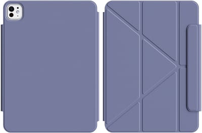 Daity Een ultradunne, sterke magnetische beschermhoes voor de Pro5, 6 en 11 inch (2024-2025), geschikt voor zowel portret- als landschapsmodus, draagbaar, met automatische wake/sleep-functie en compatibel met Apple Pencil (paars).