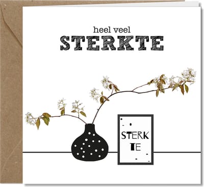 Tallies Cards wenskaarten - Sterkte Condoleance Medeleven - collectie PLANT - 4 kaarten met envelop - duurzaam
