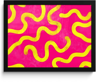 Poster in lijst - Fotolijst 40x30 cm - Posters - Lijn - Geel - Abstract - Posterlijst zwart - Decoratie - Wanddecoratie woonkamer - Muurdecoratie slaapkamer
