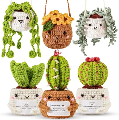 JGS Premium - Haakset voor beginners | 6-delige set voor hangende potplanten | Gehaakte starterset met garen voor volwassenen | Stapsgewijze video-instructies | Decoratief huis doe-het-zelf | Handwerkbenodigdheden