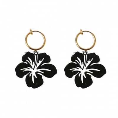 Klem oorbellen- Zwart- pioenroos- Goudkeurig-geen gaatje-Charme bijoux