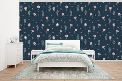 Behang - Fotobehang Bloem - Insecten - Patronen - Breedte 500 cm x hoogte 280 cm