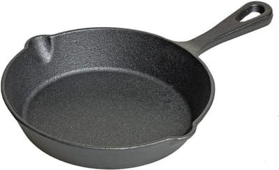 Braadpan Gietijzer 16 cm met Anti-aanbaklaag - Inclusief Deksel en Rooster | Geschikt voor Alle Kooktoestellen, Inclusief Inductie | Handvatten met Levenslange Garantie | Ecoductie