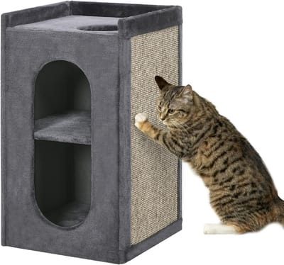 Thuys – Krabton Voor Katten – Krabmeubel – Krabpaal – 45 x 45 x 81cm – Donkergrijs