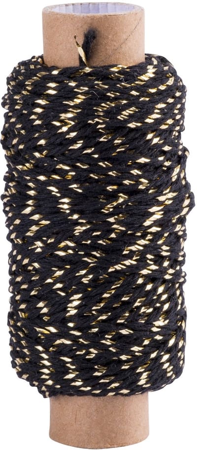ARTYFETES - Spoel baker twine touw zwart en goud 4 mm x 50 m voor feesten