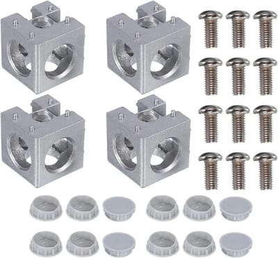 Set van 4 Aluminium Hoekverbinding Kubussen voor 3030 Profielen - 3-Weg Verbinding