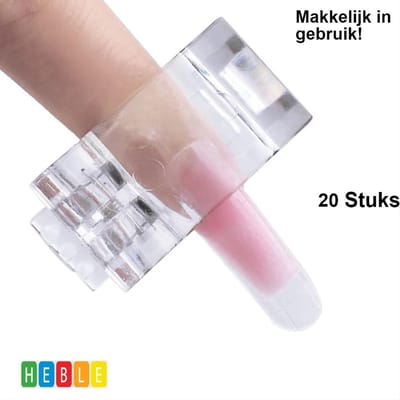 *** 20 x Polygel klem - Dual Form Klem - Nagelklem - van Heble® ***