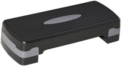 Fitness Step - Stepper - Aerobic Step - Stepbank - In Hoogte Verstelbaar 10‑15 cm - Antislip - Stepper Fitness - Fitnessstep - voor Thuis of op Kantoor - voor Revalidatie en Krachttraining - Zwart+Grijs