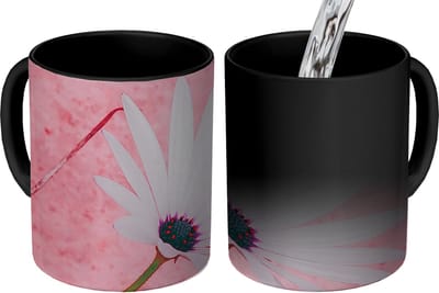 Magische Mok - Foto op Warmte Mokken - Koffiemok - Bloemen - Roze - Vintage - Magic Mok - Beker - 350 ML - Theemok