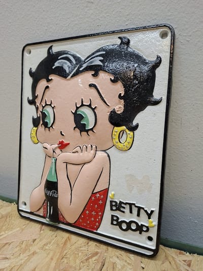 Retro Wandbord Betty Boop & Coca-Cola - Gietijzer - 23x19 cm