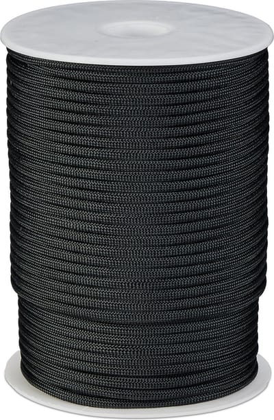 paracord 4 mm - 80 m - slijtvast - type 3 - nylon touw - 250 kg - zwart