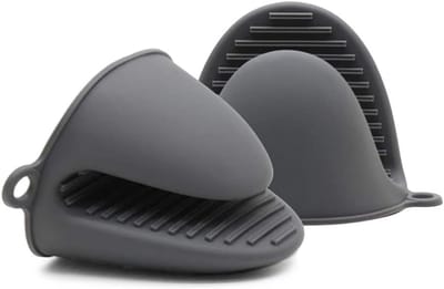 Thijox - Ovenhandschoen Hittebestendig Siliconen Pannenlap Mini Ovenwanten Grijs - Ideaal voor Bakken, Koken, Barbecue Grillen - Waterdicht en Veilig