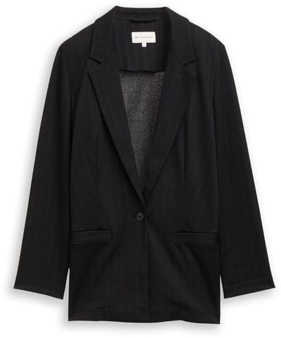 Tom Tailor - Loose fit blazer met glittereffect - Maat L - pinstripe with lurex