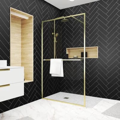 Aurlane Inloopdouche Golden Edge Shelf 120x200cm - Goud Profiel - 6 Mm Veiligheidsglas