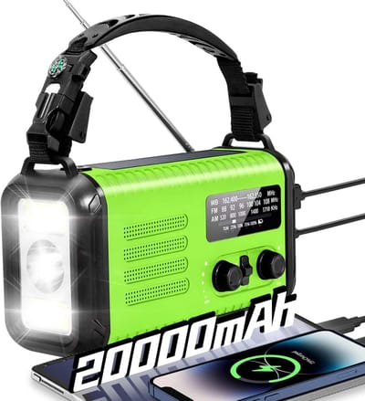 Noodradio - Weerradio Zaklamp - Noodsituaties Thuis - Grootste Batterijcapaciteit - 20000mAh - Zwart