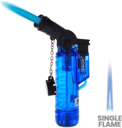 Prof Turbo Hervulbare Aansteker - Vuurwerk Aansteker - Gasbrander - Gasaansteker - BBQ - Windproof - Blauw