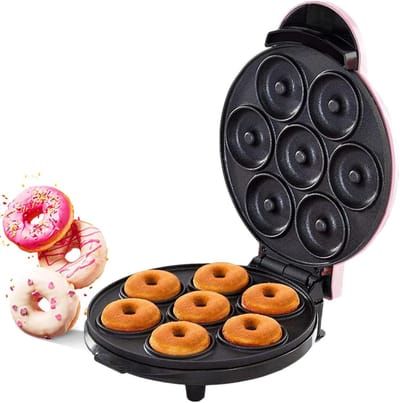Donut Maker Elektrisch - Mini Donut Apparaat - Thuis Bakken - Antiaanbaklaag - 21.6 cm - Roze