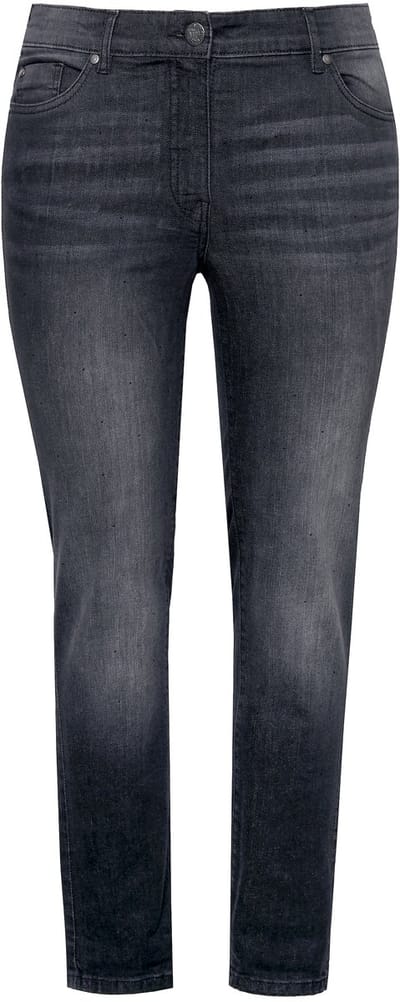Ulla Popken - Dames - Jeans Sarah siersteentjes smalle pijpen - Zwart - Maat 28