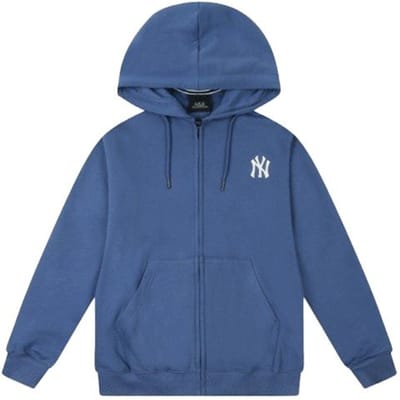 Sweat à capuche zippé imprimé logo lettres arrière MLB New York Yankees Unisexes Bleu 31TRB7061-50U S blue