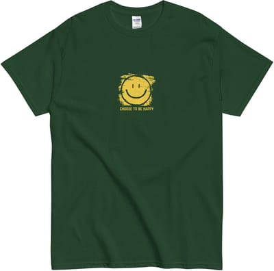 Dames en Heren T Shirt met Gele Smiley en Quote - Positiviteit en Stijl - voor Jong en Oud - Groen - S
