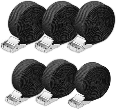 Verstelbare metalen ratchet voor autoluggage rack - set van 6, 1m en 2m, ideaal voor veilig vervoer van bagage en accessoires