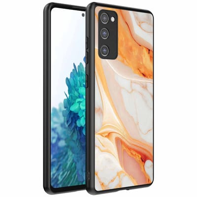 Geschikt voor Samsung Galaxy S20 FE Telefoonhoesje met marmer opdruk - TPU backcover case marble design - Oranje - Smartphonica geschikt voor Samsung Galaxy S20 FE