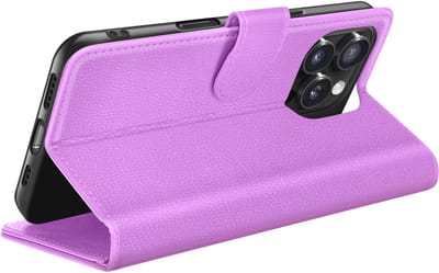Zanae, Hoesje geschikt voor iPhone 16 Pro - Wallet Case & Magneetsluiting, Paars