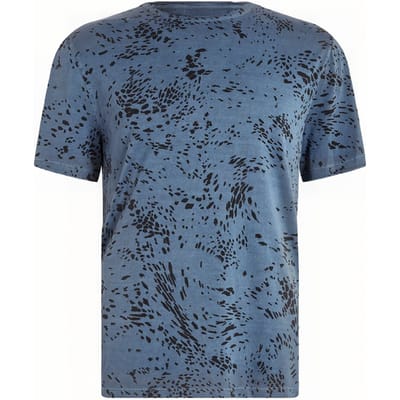 John Varvatos Hester Ss Swirling Cheetah Crew Officer Blue Größe: S | Bedruckte T-Shirts Outlet | Herren | Blau