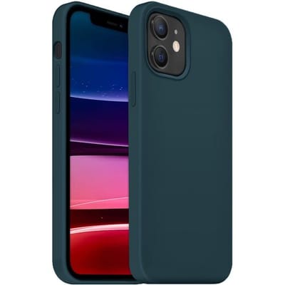 Coverzs Luxe Liquid Silicone case geschikt voor Apple iPhone 12 - beschermhoes - siliconen backcover - donkerblauw