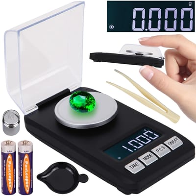 Dailygoods- Precisieweegschaal 0,01 g - Digitale Weegschaal - Milligram Weegschaal - Pocket Weegschaal - Kalibratiegewicht - 7 Weegunits