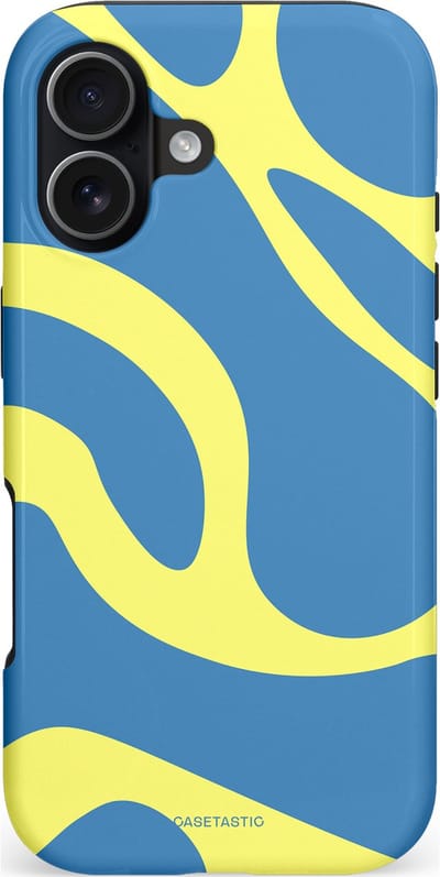 Casetastic hoesje geschikt voor Apple iPhone 17 - MagSafe - Dubbellaagse bescherming - Blauwe Gele Zee Stranden - Fashion Case - Lavendel Goud Lichtblauw