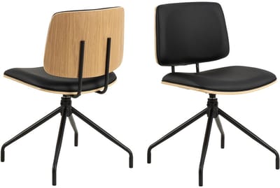 Giga Living Eetkamerstoel Muris - Zwart PU Leer - Zithoogte 49,5cm - Set van 2