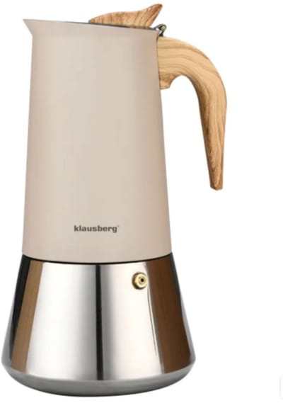 Klausberg Steel Espresso Koffiezetapparaat 600 ml - Inductie Moka Pot Roestvrijstaal - Koffiepercolator voor Espresso - Geschikt voor Inductie, Gas en Elektrisch - Model KB 7997