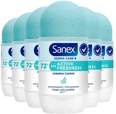 Sanex Deoroller Active Freshness 72H - 6 x 53 ml - Voordeelverpakking