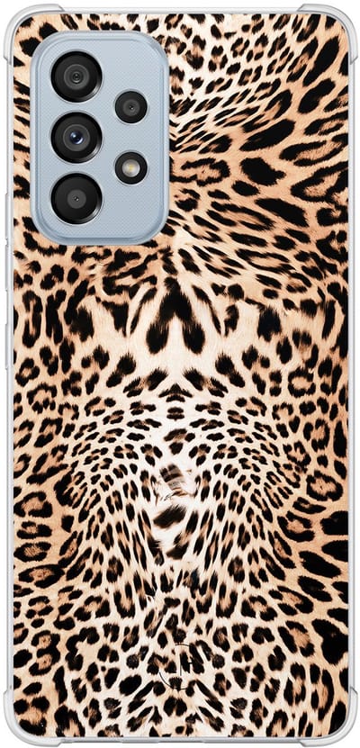 Shockproof hoesje - Geschikt voor Samsung Galaxy A53 - Luipaardprint - Extra sterke case - TPU/polycarbonaat - Luipaardprint - Bruin, Transparant