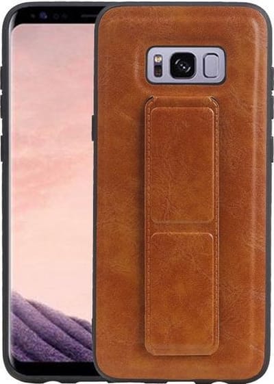 Grip Stand Hardcase Backcover voor Samsung Galaxy S8 Plus Bruin