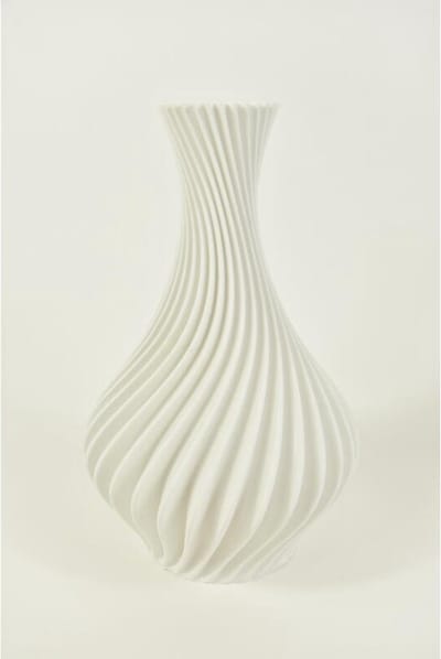 Woonaccessoires - Spiraalvaas Wit, 3d Geprint D14 H22cm
