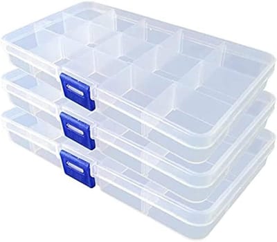 Opbergdozen Sieraden - Knutseldozen Kralen - Organiseren Knutselen - Verwijderbare Verdelers - 17x10x2.2 cm - Transparant