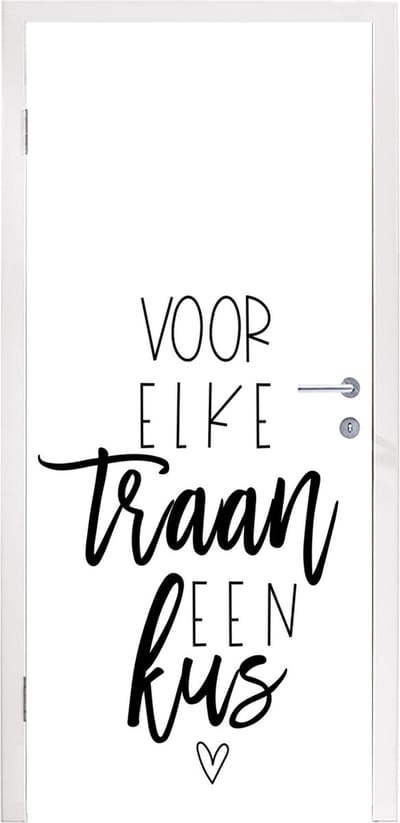 Deursticker Get well soon - Quotes - Zwart - Kus - 95x235 cm - Deurposter