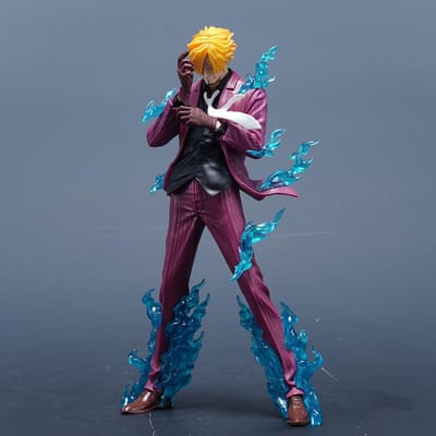 24cm One Piece Model Sanji Anime Figuren VinSmoke Sanji Figurine Duivelsvoet Beeld PVC Model Collectie Decoratie Speelgoed Verjaardagscadeau no box blue