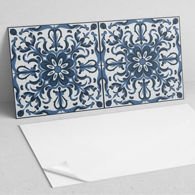 Coloray Wandpanelen Zelfklevend - Bloemenpatroon met versieringen PVC Wandpaneel - 100 cm x 50 cm - Blauw Wandbekleding Zelfklevend - 1 stuk - Texturen Wandpanelen Zelfklevend - Keuken Wandpanelen - Wandpanelen Badkamer