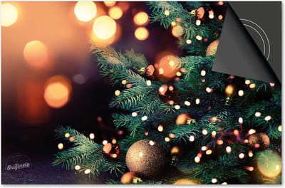 Inductie beschermer 60x60 - afdekplaat inductie mat - Dietrix Kookplaat beschermer - Exclusief - Feestdagen - Kerstboom glinstering goud oranje